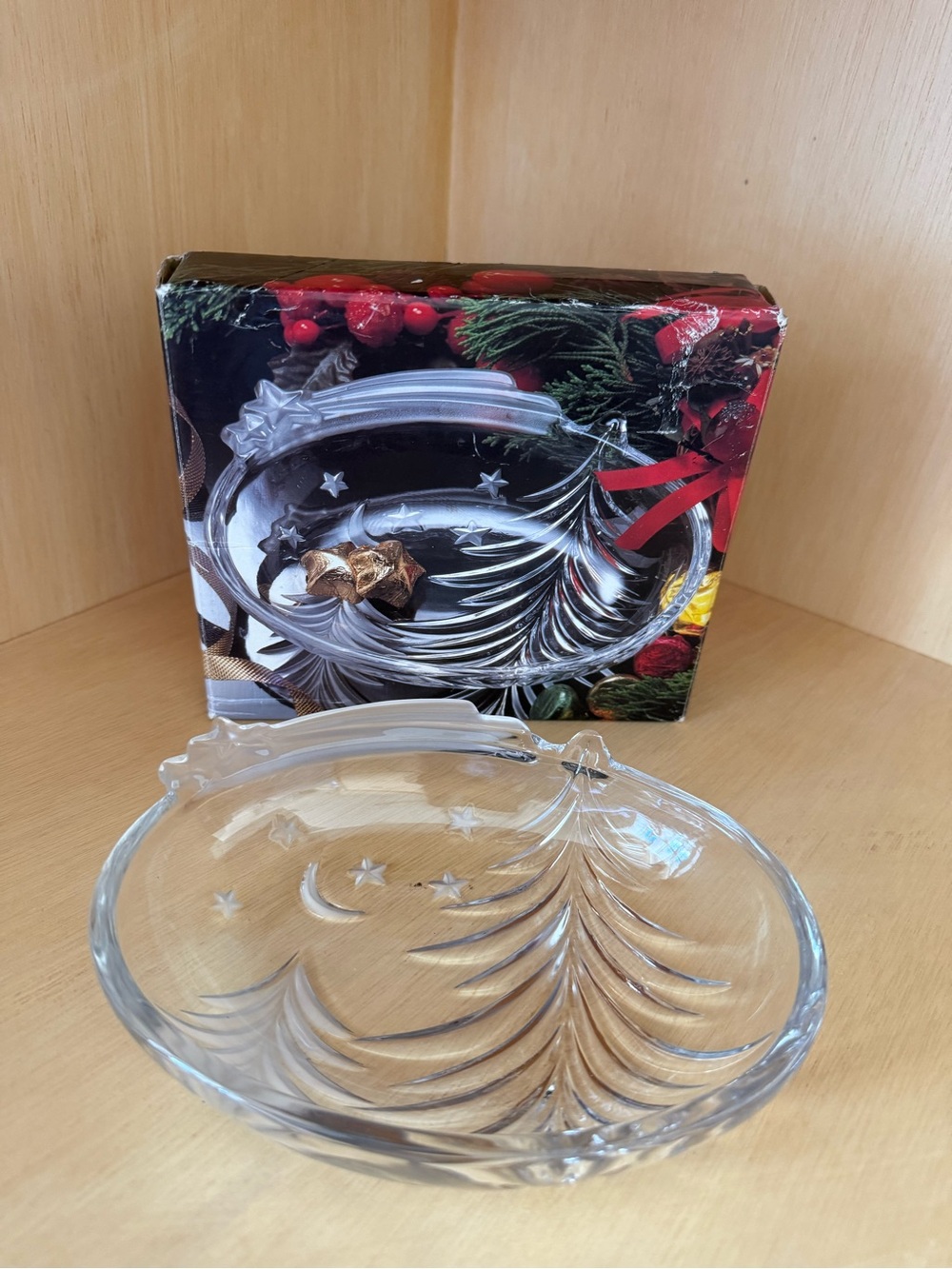 Vintage Studio Nova Crystal Candy Dish Bowl Christmas Holiday Glass Starry Night